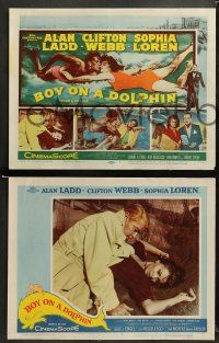 9r128 BOY ON A DOLPHIN 8 LCs '57 great images of scuba divers Alan Ladd & sexiest Sophia Loren!
