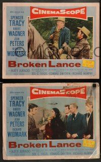 9r665 BROKEN LANCE 4 LCs '54 Edward Dmytryk, Robert Wagner, Jean Peters & Spencer Tracy!