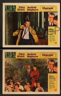 9r155 CHARADE 8 LCs '63 Cary Grant & sexy Audrey Hepburn, expect the unexpected!