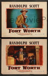9r227 FORT WORTH 8 LCs '51 Randolph Scott in Texas, the Lone Star State was split wide open!