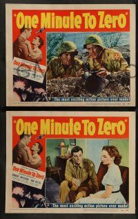 9r394 ONE MINUTE TO ZERO 8 LCs '52 Robert Mitchum, Ann Blyth, presented by Howard Hughes!
