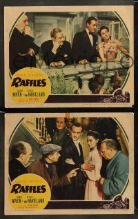 9r720 RAFFLES 4 LCs '39 great images of jewel thief David Niven & pretty Olivia de Havilland!