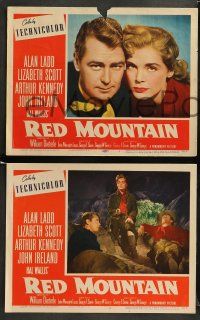9r821 RED MOUNTAIN 3 LCs '52 western images of Alan Ladd, Lizabeth Scott, Arthur Kennedy, Civil War