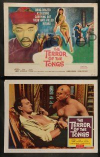 9r472 TERROR OF THE TONGS 8 LCs '61 English Hammer horror, Yvonne Monlaur, drug-crazed assassins!