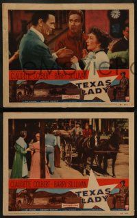 9r841 TEXAS LADY 3 LCs '55 great images of leading lady Claudette Colbert, Barry Sullivan!
