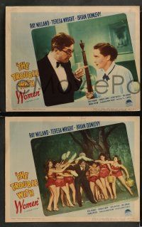 9r741 TROUBLE WITH WOMEN 4 LCs '46 great images of Ray Milland, Teresa Wright, Brian Donlevy!