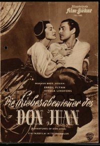 9s564 ADVENTURES OF DON JUAN German program '51 different images of Errol Flynn & Viveca Lindfors!