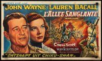 9t478 BLOOD ALLEY Belgian '55 John Wayne, Lauren Bacall, different action artwork!