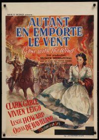 9t503 GONE WITH THE WIND Belgian 23x33 R54 artwork of Vivien Leigh as Scarlett O'Hara by Demil!