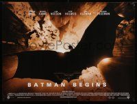 9t405 BATMAN BEGINS DS British quad '05 Christian Bale as the Caped Crusader & bats!