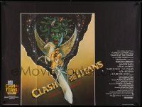 9t412 CLASH OF THE TITANS British quad '81 Harryhausen, great fantasy art by Roger Huyssen!