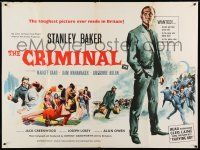 9t413 CRIMINAL British quad '60 Joseph Losey, cool art of tough guy Stanley Baker!