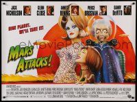 9t437 MARS ATTACKS! DS British quad '96 directed by Tim Burton, great sci-fi art by Philip Castle!