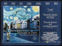 9t439 MIDNIGHT IN PARIS DS British quad '11 Woody Allen directed, Owen Wilson, Kathy Bates!