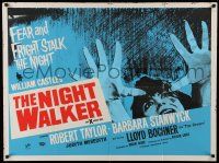 9t442 NIGHT WALKER British quad '65 William Castle, Taylor, Barbara Stanwyck, Reynold Brown art!