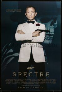 9t068 SPECTRE advance DS Canadian 1sh '15 cool image of Daniel Craig as James Bond 007 with gun!