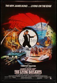 9t397 LIVING DAYLIGHTS English 1sh '87 Timothy Dalton as James Bond, art montage by Brian Bysouth!