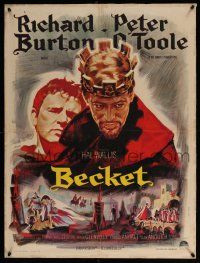 9t692 BECKET French 24x32 '64 Richard Burton in the title role, Peter O'Toole, Landi artwork!