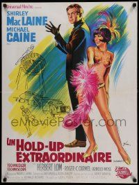 9t712 GAMBIT French 24x32 '67 different Grinsson art of sexy Shirley MacLaine & Michael Caine!