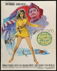 9t765 FATHOM French 18x22 '67 sexy nearly-naked Raquel Welch in skydiving harness & action scenes!