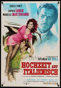 9t231 MARRIAGE ITALIAN STYLE export Italian 23x33 poster '65 Sophia Loren, Mastroianni, De Sica!