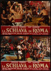 9t243 SLAVE OF ROME set of 11 Italian 19x27 pbustas '61 Madison, Podesta, sword & sandal gladiators