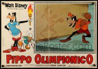9t273 SUPERSTAR GOOFY Italian 18x26 pbusta '72 Disney, great different cartoon Olympics image!