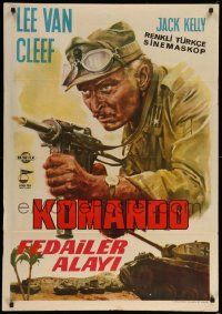 9t348 COMMANDOS Turkish '72 action image of Lee Van Cleef w/gun, Jack Kelly, WWII!