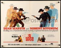 9w372 5 CARD STUD 1/2sh '68 Dean Martin & Robert Mitchum play poker & point guns at each other!