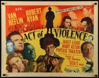 9w375 ACT OF VIOLENCE style B 1/2sh '49 Fred Zinnemann, Janet Leigh, Van Heflin & Robert Ryan!