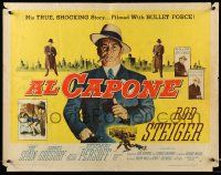 9w378 AL CAPONE style A 1/2sh '59 Brown art of Rod Steiger as most notorious gangster in history!
