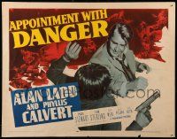 9w390 APPOINTMENT WITH DANGER style A 1/2sh '51 tough Alan Ladd taking out bad guy, film noir!