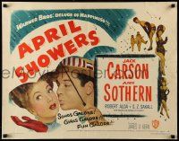 9w391 APRIL SHOWERS style A 1/2sh '48 colorful image of Jack Carson & Ann Sothern in musical!
