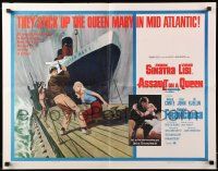 9w395 ASSAULT ON A QUEEN 1/2sh '66 art of Frank Sinatra w/pistol & sexy Virna Lisi on submarine!