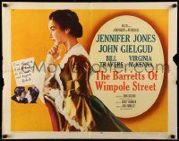 9w416 BARRETTS OF WIMPOLE STREET style A 1/2sh '57 Jennifer Jones as Elizabeth Browning!