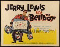 9w425 BELLBOY style A 1/2sh '60 wacky artwork of Jerry Lewis carrying luggage!