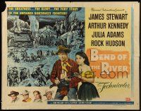 9w426 BEND OF THE RIVER style B 1/2sh '52 different art of wagon in water, directed by Anthony Mann