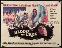 9w443 BLOOD & LACE 1/2sh '71 AIP, gruesome horror image of wacky cultist w/bloody hammer!