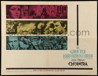 9w483 CLEOPATRA 1/2sh '63 Elizabeth Taylor, Richard Burton, Rex Harrison, different images!