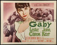 9w569 GABY style B 1/2sh '56 soldier John Kerr, pretty Leslie Caron, cool art and images!