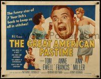 9w586 GREAT AMERICAN PASTIME style A 1/2sh '56 baseball, Ewell between Anne Francis & Ann Miller!