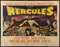 9w603 HERCULES style A 1/2sh '59 great artwork of the world's mightiest man Steve Reeves!