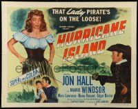 9w621 HURRICANE ISLAND 1/2sh '51 art of lady pirate Marie Windsor sword fighting with Jon Hall!