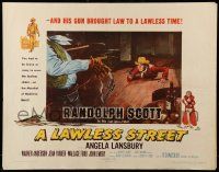 9w676 LAWLESS STREET style B 1/2sh '55 Randolph Scott is running out of luck, bullets & women too!