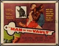 9w719 MAN IN THE VAULT style B 1/2sh '56 directed by Andrew V. McLaglen, sexy Anita Ekberg!