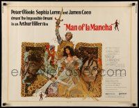 9w721 MAN OF LA MANCHA 1/2sh '72 Peter O'Toole, Sophia Loren, cool Ted CoConis art!