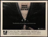 9w753 NAKED UNDER LEATHER 1/2sh '70 Alain Delon, super c/u of sexy Marianne Faithfull unzipping!