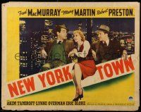 9w762 NEW YORK TOWN style A 1/2sh '41 Mary Martin, Fred MacMurray & Robert Preston + NY skyline!