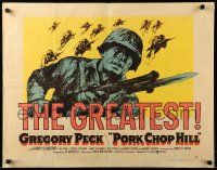 9w795 PORK CHOP HILL style B 1/2sh '59 Lewis Milestone, art of Korean War soldier Gregory Peck!