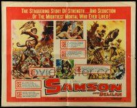 9w846 SAMSON & DELILAH style A 1/2sh R59 art of Hedy Lamarr & Victor Mature, Cecil B. DeMille